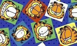 GA009C01 Coleção Garfield face com poá azul