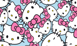 hk001c02 Coleção hello kitty heads fd azul